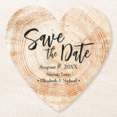Sparen onze datum Wood grain Wedding Rustic Kartonnen Onderzetters (Voorkant)