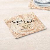 Sparen onze datum Wood grain Wedding Rustic Kartonnen Onderzetters (Schuin)