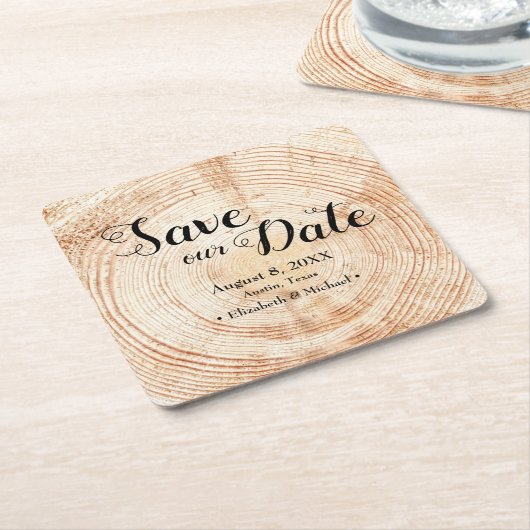 Sparen onze datum Wood grain Wedding Rustic Kartonnen Onderzetters (Schuin)