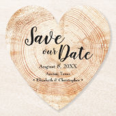 Sparen onze datum Wood grain Wedding Rustic Kartonnen Onderzetters (Voorkant)