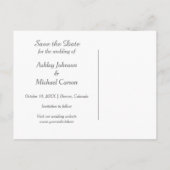 Sparen Onze Datum Zilveren Typografie Foto Weddens Aankondigingskaart (Achterkant)