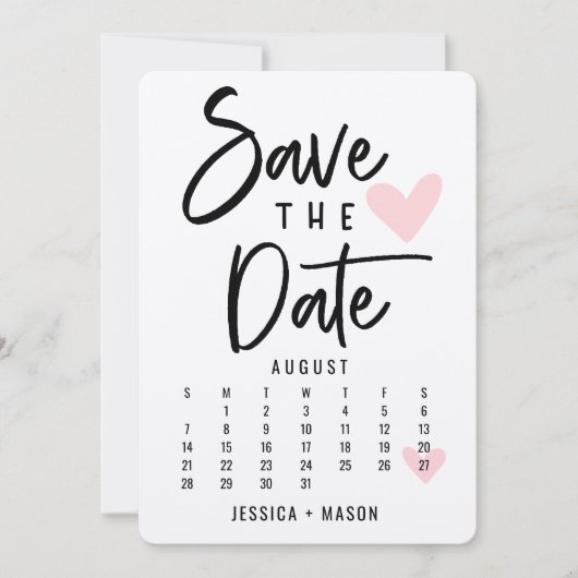 Sparen onze DatumKalender Modern Rustic Kraft Kaar (Voorkant)