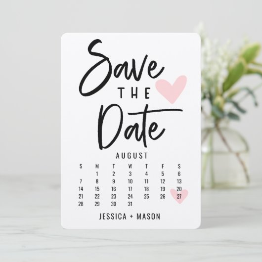 Sparen onze DatumKalender Modern Rustic Kraft Kaar (Staand voorkant)