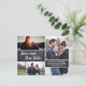 Sparen Onze Nieuwe Datum van de Foto Collage Chalk Briefkaart (Staand voorkant)