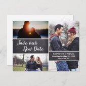 Sparen Onze Nieuwe Datum van de Foto Collage Chalk Briefkaart (Voorkant / Achterkant)