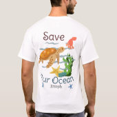 sparen onze oceaan , aarddag , liefdesaarde , pers t-shirt (Achterkant)