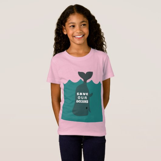 Sparen onze oceanen Environmental Art Whale Kinder T-shirt (Voorkant volledig)
