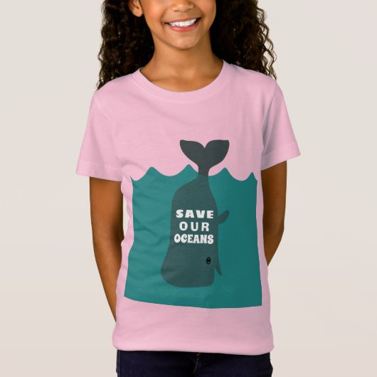 Sparen onze oceanen Environmental Art Whale Kinder T-shirt (Voorkant)