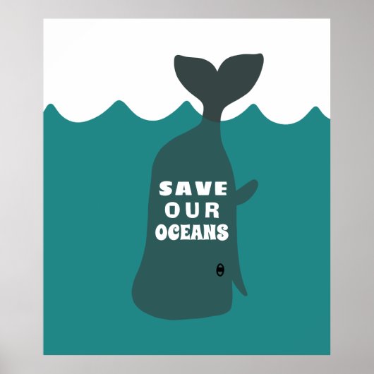 Sparen onze oceanen Milieukundewalvis Kind Poster (Voorkant)