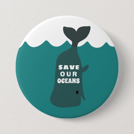 Sparen onze oceanen Milieukundewalvis Kind Ronde Button 7,6 Cm (Voorkant)