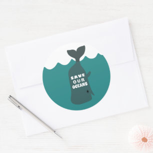Sparen onze oceanen Milieukundewalvis Kind Ronde Sticker