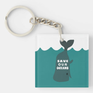 Sparen onze oceanen Milieukundewalvis Kind Sleutelhanger