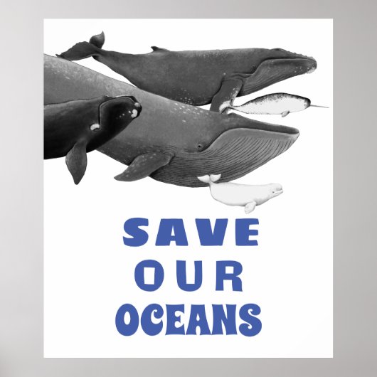 Sparen onze oceanen Milieukunstwalvis Poster (Voorkant)