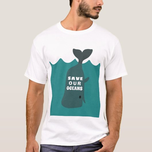 Sparen onze oceanen Milieukunstwalvis T-shirt (Voorkant)