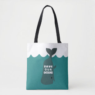 Sparen onze oceanen Milieukunstwalvis Tote Bag