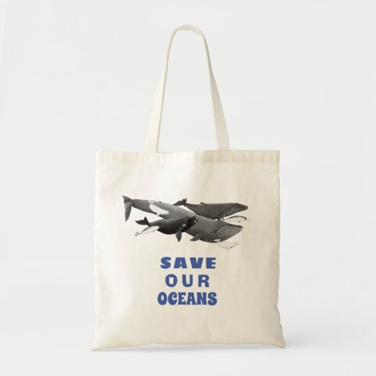 Sparen onze oceanen Milieukunstwalvis Tote Bag (Voorkant)