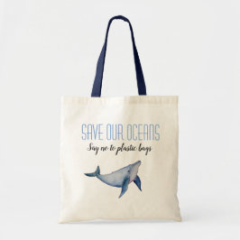 Sparen onze oceanen plastic vrije walvis canvas ta tote bag