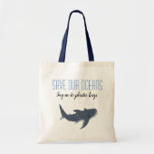 Sparen onze oceanen plastic vrije walvis Shark can Tote Bag (Voorkant)