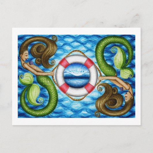 Sparen Onze Zeeen Mermaids Briefkaart (Voorkant)