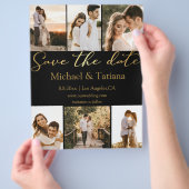 sparen op de datum 6 foto ' s collage bruiloft zwa flyer (Hand)