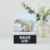 Sparen Polar Beren Klimaatactivisme Slogan op Zwar Briefkaart (Staand voorkant)