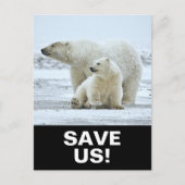 Sparen Polar Beren Klimaatactivisme Slogan op Zwar Briefkaart (Voorkant)