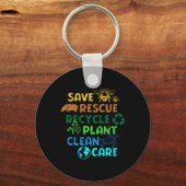 Sparen Redding Recyclen Planet Climate Change Funn Sleutelhanger (Voorkant)