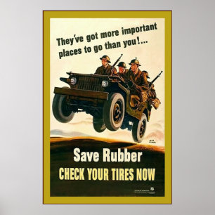 Sparen Rubber!~ Tweede Wereldoorlog Poster