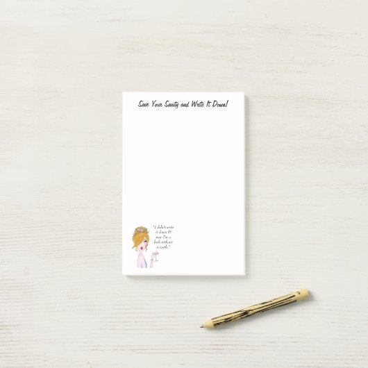 "Sparen Uw Saniteit en schrijf het neer!" DIVA Post-it® Notes (Op bureau)