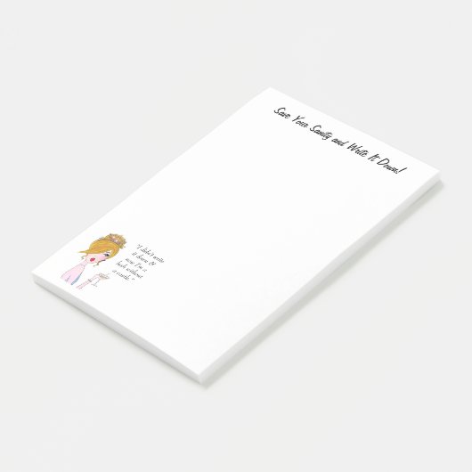 "Sparen Uw Saniteit en schrijf het neer!" DIVA Post-it® Notes (Schuin)