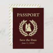 sparen van het date bruiloft paspoort aankondigingskaart (Voorkant / Achterkant)