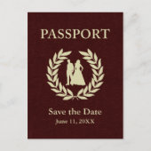 sparen van het date bruiloft paspoort aankondigingskaart (Voorkant)