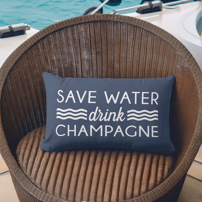 Sparen Water, Drink Champagne Buitenkussen (Creator heeft geüpload)
