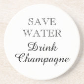 Sparen Water Drink Champagne grappig rond Zandsteen Onderzetter (Voorkant)