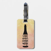 Sparen Water Drink Wine Black Fles Silhouette Bagagelabel (Achterkant verticaal)