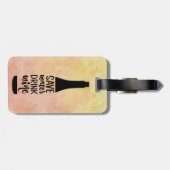 Sparen Water Drink Wine Black Fles Silhouette Bagagelabel (Achterkant horizontaal)