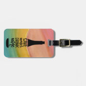 Sparen Water Drink Wine Black Fles Silhouette Bagagelabel (Voorkant horizontaal)