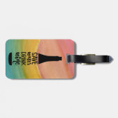 Sparen Water Drink Wine Black Fles Silhouette Bagagelabel (Achterkant horizontaal)