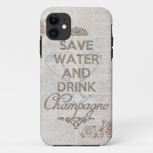 Sparen water en Drink Champagne Shabby Glitter Hoe Case-Mate iPhone Case (Achterkant)