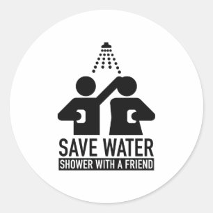 Sparen waterdouche met een vriend ronde sticker
