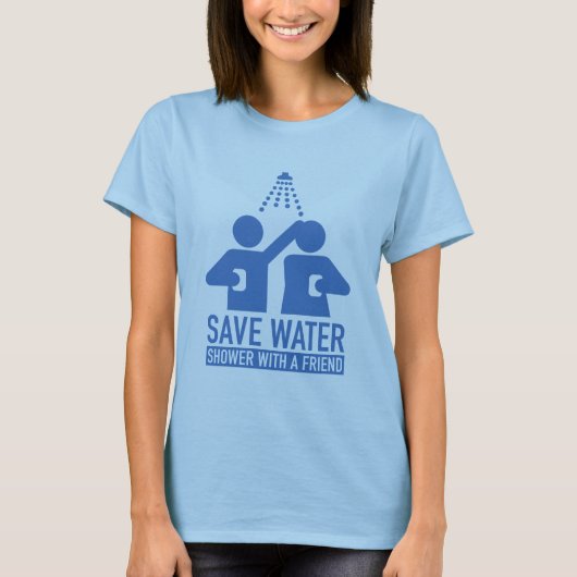 Sparen waterdouche met een vriend t-shirt (Voorkant)