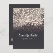 Sparende Lights Romantic Gray Weddenschap Aankondigingskaart (Voorkant / Achterkant)