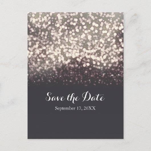 Sparende Lights Romantic Gray Weddenschap Aankondigingskaart (Voorkant)