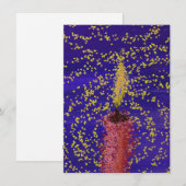 Sparende rode kaars blauwe achtergrond kerstkaart (Voorkant / Achterkant)