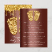 Spark drijft Gold Royal Brown Baby shower Feet Boy Kaart (Voorkant / Achterkant)