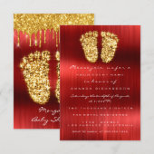 Spark drijft gouden Royal Red Baby shower Feet Boy Kaart (Voorkant / Achterkant)