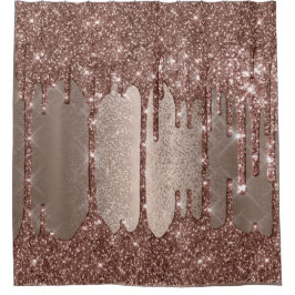 Spark Drip Glitter Effect Blush Roos Chocolade Douchegordijn