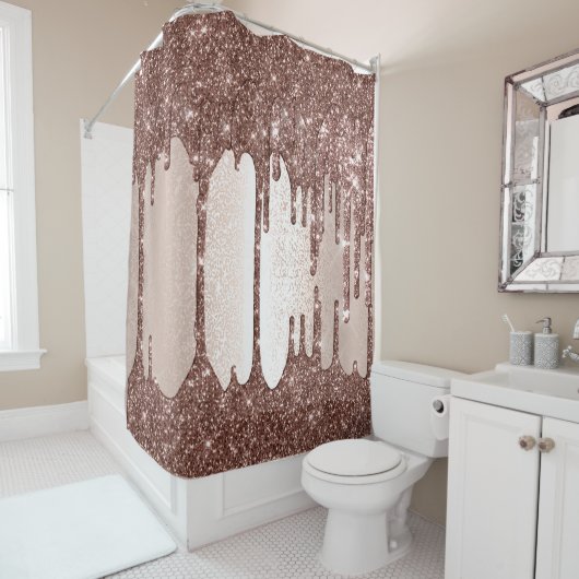 Spark Drip Glitter Effect Blush Roos Chocolates Douchegordijn (In situ)