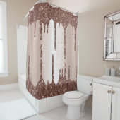 Spark Drip Glitter Effect Blush Roos Coffee Douchegordijn (In situ)