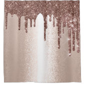 Spark Drip Glitter Effect Blush Roos Girly Brown Douchegordijn (Voorkant)
